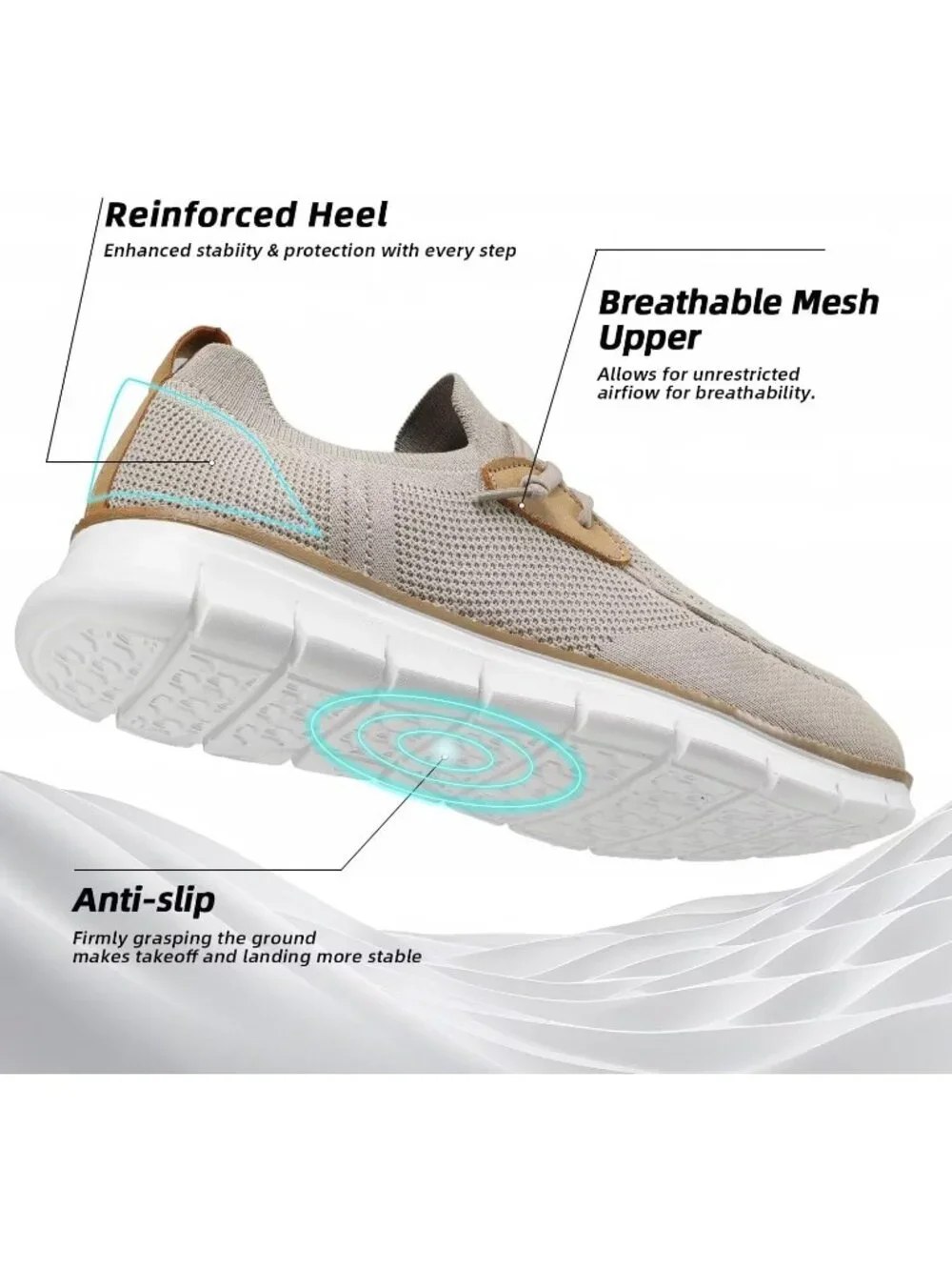 Men's Khaki White Loafers Slip On Walking Dress Casual Business Oxfords Sneakers